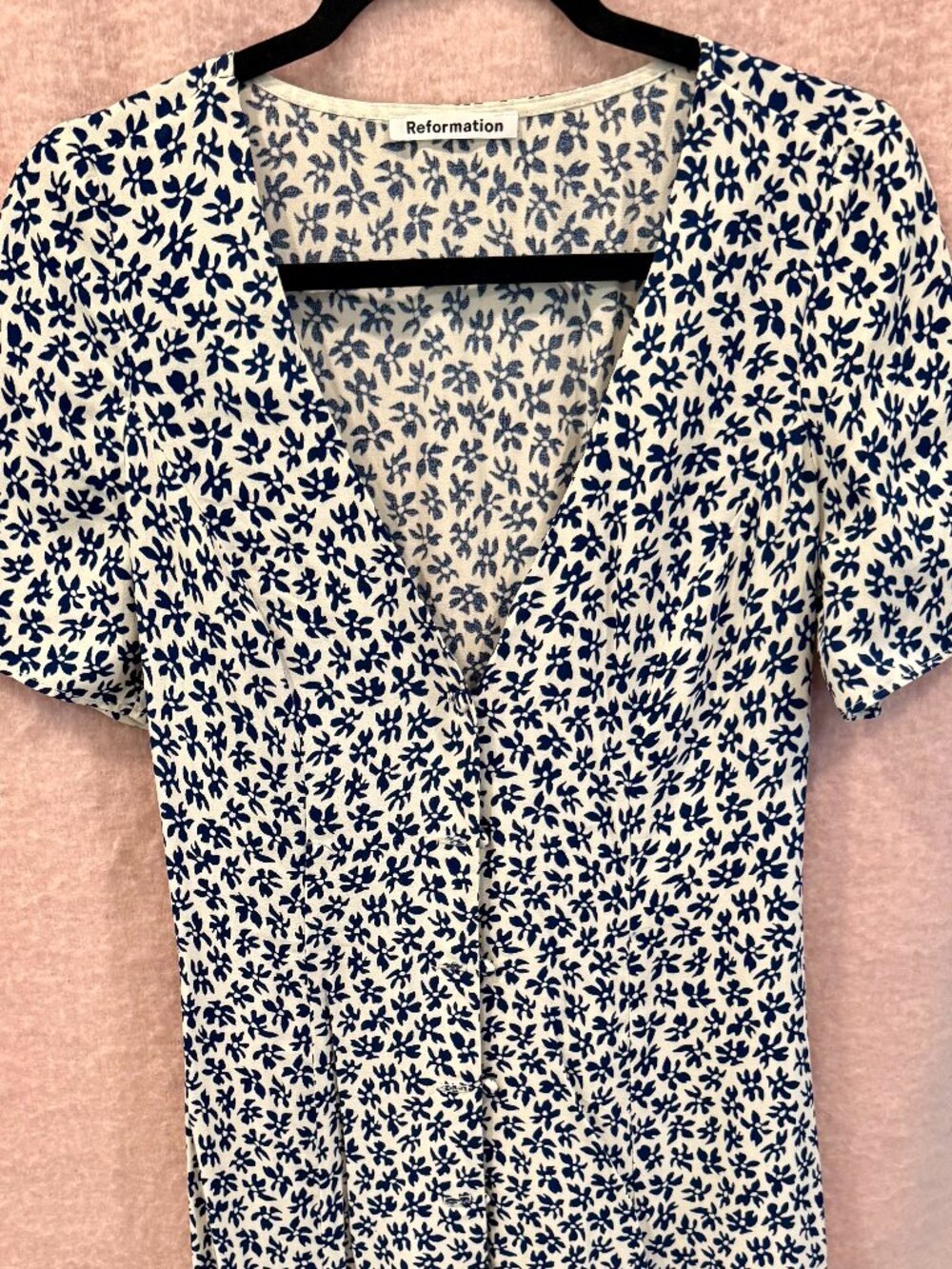 REFORMATION  locklin midi dress - Size 4 blue/white floral button down
